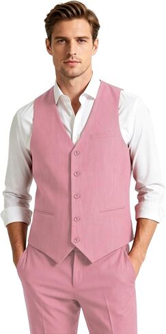 Mens Linen Suit Casual Tuxedo Linen Men Suit Set 2-Piece Summer Suit Vest and Pants Set for Wedding Beach Grooms Groomsmen in Saudi Arabia