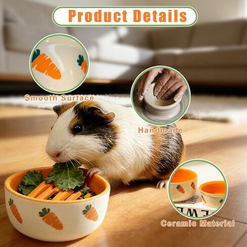 kathson 2 Pcs Hamtser Food Bowl,Ceramic Anti-Turning Guinea Pig Food Bowls in Kuwait