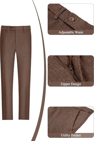 Tweed Herringbone Suit for Men Wool Suits Retro Mens 3 Piece Slim Fit Blazer Jacket Vest Pants Tuxedo Set for Groomsmen Prom in Saudi Arabia