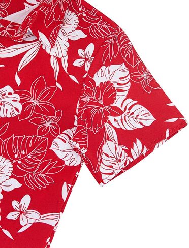 Weecreeture Boys Hawaiian Shirt Kids Tropical Aloha Shirt Button Down Short Sleeve Beach Summer Luau Party Shirt 7-14 in Kuwait