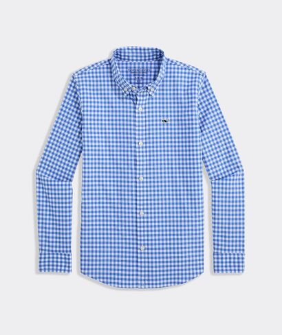 قميص قطني عالي الأداء للأولاد من Vineyard Vines للأولاد من Skysail Gingham in Saudi Arabia