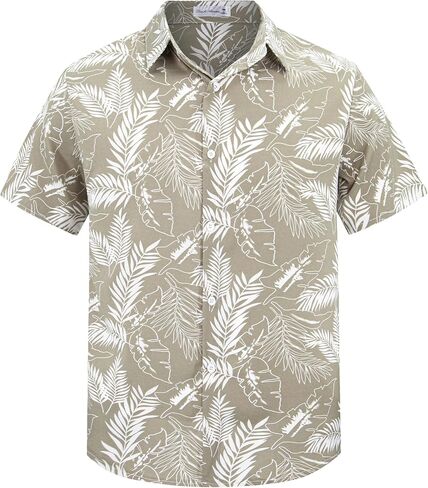 Weecreeture Boys Hawaiian Shirt Kids Tropical Aloha Shirt Button Down Short Sleeve Beach Summer Luau Party Shirt 7-14 in Kuwait