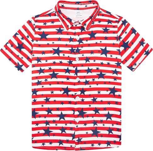 Lovekider 2-10 Years Boys 4th of July American Flag Patriotic Shirt USA Button Up Independence Day Shirt in Kuwait