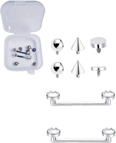 Surface Piercing Jewelry Titanium F136 14 Gauge Staple Bar Piercings Jewelry 2PCS with 6PCS Replacement Piercing Tops,10mm/12mm in Saudi Arabia