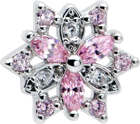 Body Candy Womens 20G 7mm 316L Stainless Steel L Shaped Nose Ring Pink Winter Snowflake Nose Stud Body Piercing Jewelry in Kuwait