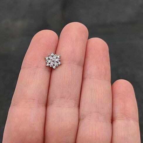 Body Candy Womens 20G 7mm 316L Stainless Steel L Shaped Nose Ring Pink Winter Snowflake Nose Stud Body Piercing Jewelry in Kuwait