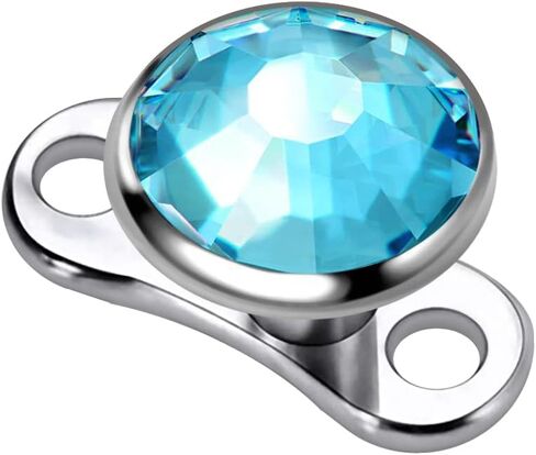 6mm Round Crystal Stone 316L Surgical Steel Top with G23 Grade Titanium Internally Micro Dermal Anchor Drivers - Surface - Skin Piercing in Kuwait