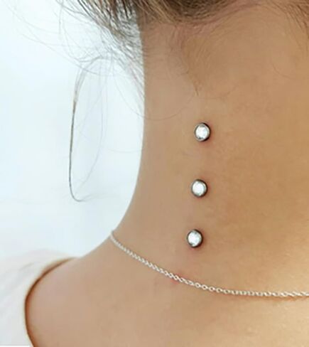 6mm Round Crystal Stone 316L Surgical Steel Top with G23 Grade Titanium Internally Micro Dermal Anchor Drivers - Surface - Skin Piercing in Kuwait