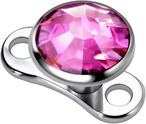 6mm Round Crystal Stone 316L Surgical Steel Top with G23 Grade Titanium Internally Micro Dermal Anchor Drivers - Surface - Skin Piercing in Kuwait