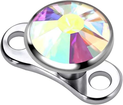 6mm Round Crystal Stone 316L Surgical Steel Top with G23 Grade Titanium Internally Micro Dermal Anchor Drivers - Surface - Skin Piercing in Kuwait