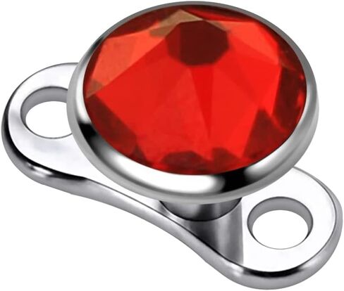 6mm Round Crystal Stone 316L Surgical Steel Top with G23 Grade Titanium Internally Micro Dermal Anchor Drivers - Surface - Skin Piercing in Kuwait