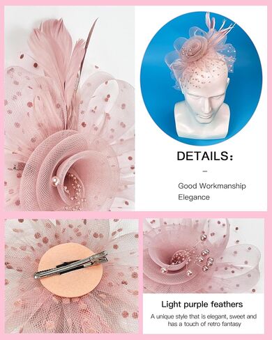 Girls Tea Party Fascinators Hats Set Tea Party Headband Lace Glove Pearl Necklace Set for Tea Party Wedding Accessories in Saudi Arabia