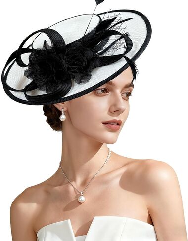 Kgromfy Fascinator Hat for Women Tea Party Hat Flat Top Church Hats Wedding Headband Vintage Lady Headwear for Derby Cocktail in Saudi Arabia
