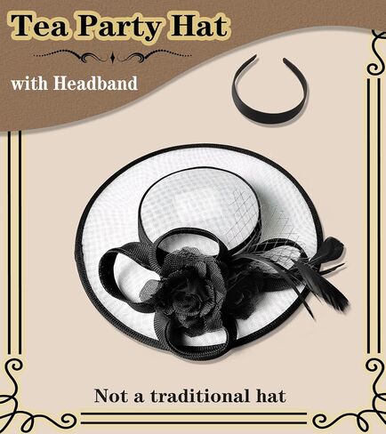 Kgromfy Fascinator Hat for Women Tea Party Hat Flat Top Church Hats Wedding Headband Vintage Lady Headwear for Derby Cocktail in Saudi Arabia