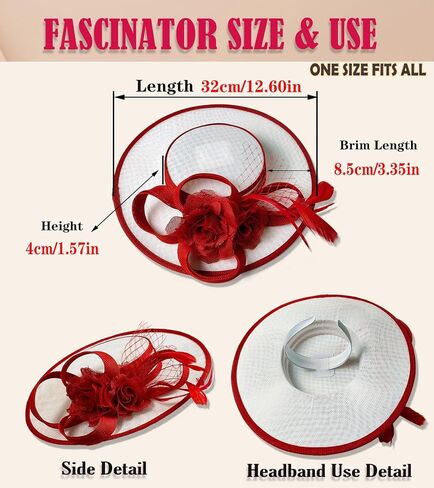Kgromfy Fascinator Hat for Women Tea Party Hat Flat Top Church Hats Wedding Headband Vintage Lady Headwear for Derby Cocktail in Saudi Arabia