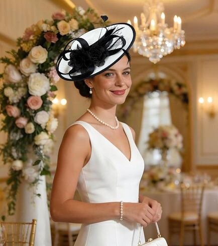 Kgromfy Fascinator Hat for Women Tea Party Hat Flat Top Church Hats Wedding Headband Vintage Lady Headwear for Derby Cocktail in Saudi Arabia