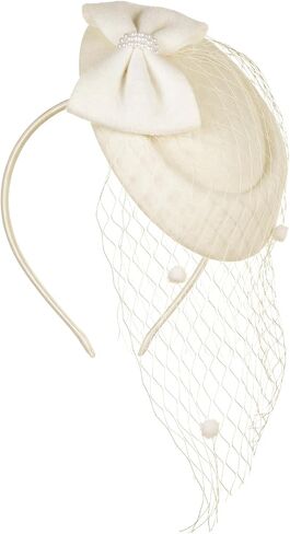 Fascinator Hat for Women Veil Fascinators Tea Party Wedding Retro Pillbox Hats for Cocktail Dresses Accessories in Kuwait