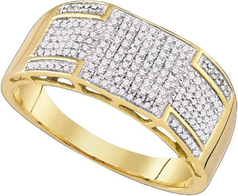 10kt Yellow Gold Mens Round Diamond Band Ring 3/8 Cttw in Kuwait