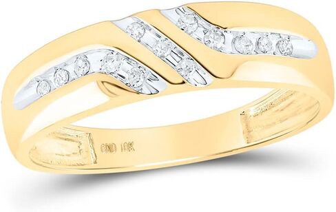 Jewels By Lux 10K Yellow Gold Men's Round Diamond Wedding Band Ring 1/8 Cttw, Men's Size: 8-12 in Kuwait