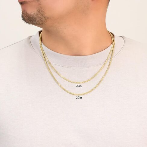 Nuragold 18k Real Yellow Gold 2.5mm Solid Rope Chain Diamond Cut Necklace (16"-30") Italian Jewelry for Men & Women in Kuwait