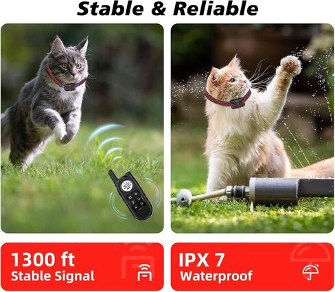 Tiniest Cat Shock Collar, Lightest Cat Training Collar with Remote for Small Cats 5-15lbs & Medium Large Cats/Puppies, Waterproof, Rechargeable, 1300ft Range(Red) in Saudi Arabia