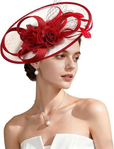Kgromfy Fascinator Hat for Women Tea Party Hat Flat Top Church Hats Wedding Headband Vintage Lady Headwear for Derby Cocktail in Saudi Arabia