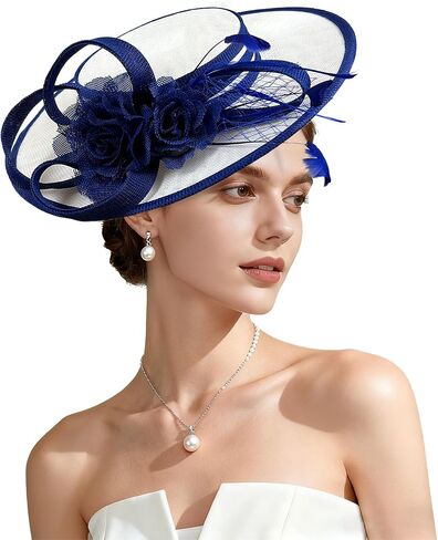 Kgromfy Fascinator Hat for Women Tea Party Hat Flat Top Church Hats Wedding Headband Vintage Lady Headwear for Derby Cocktail in Saudi Arabia
