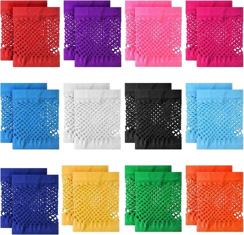 JJUNW 12 Pairs Fishnet Gloves, Short Neon Mesh Gloves Assorted Coloful Fishnet Arm Sleeves Accessories 80s 90s for Halloween Cosplay Scene Theme Parties in Kuwait