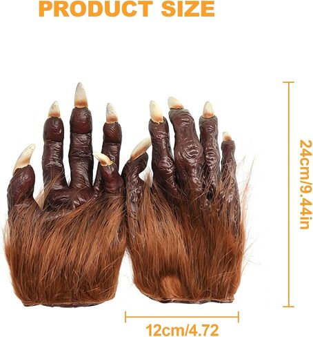 Halloween Skeleton Gloves Hairy Werewolf Hand Claws Gloves Gothic Horror Wolf Skeleton Glove Costume for Men Adult Halloween Party Accessories in Saudi Arabia