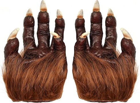 Halloween Skeleton Gloves Hairy Werewolf Hand Claws Gloves Gothic Horror Wolf Skeleton Glove Costume for Men Adult Halloween Party Accessories in Saudi Arabia