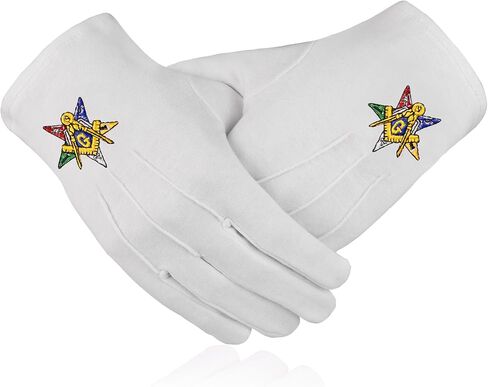 Masonic embroidered OES with G square and compass Large 100% cotton gloves in Saudi Arabia