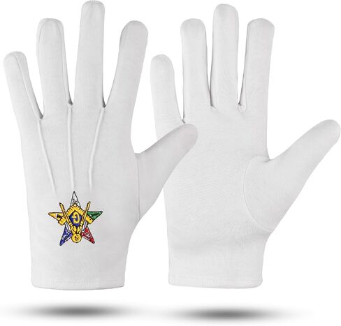 Masonic embroidered OES with G square and compass Large 100% cotton gloves in Saudi Arabia