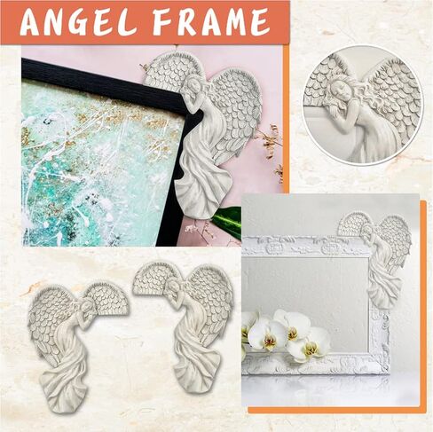 YFEIQI Angel Wings Resin Sculpture Photo Frame, Angel Frame Decoration, Creative 3D Resin Art Crafts for Home Wall Decoration, Gifts for Festival, Wedding or Anniversary (Left+Right) in Saudi Arabia