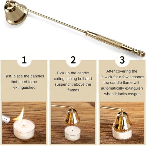 Candle Snuffer, Candle Snuffers Wick Snuffer, Candle Accessory, Extinguish Candle Flame Safely with Long Handle Putting Out Fire, Candle Extinguisher Tool (Gold) in Saudi Arabia