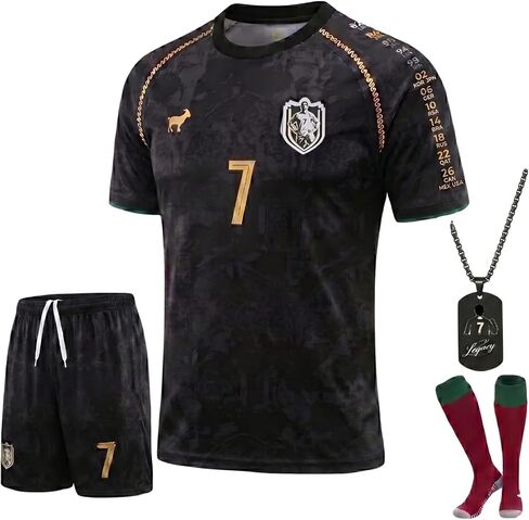 Kids Soccer Jersey Uniform Set 4pc Youth Football Shorts Socks Necklace - Quick Dry Training Gear Gift Boys Children in Kuwait