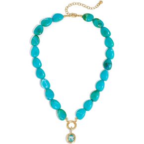 Colorful Resin Beaded Necklace for Women, Gold Plated Chunky Necklace with CZ Pendant, Boho Statement Choker, Summer Jewelry Gift in Saudi Arabia