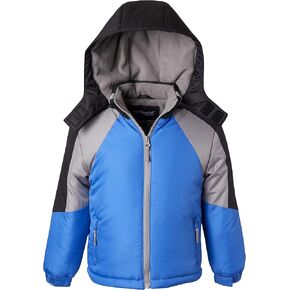 Coats for Boys Fleece Lined Snowboard Hooded Colorblock Winter Puffer Jacket in Kuwait