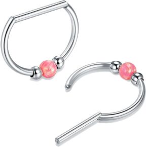 Oveta Titanium D Shaped Nipple Rings 14G for Nipple Piercing Jewelry, Higned Segment Clicker Nipple Rings Hoops 14mm for Women Men, Silver/Gold, 2PCS in Saudi Arabia