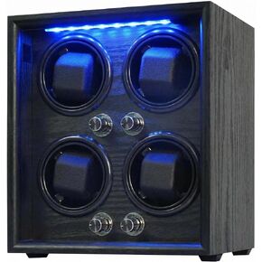 Oryx Watch Winder for 4 Automatic Watches, Rotating Watch Box 5 Rotation Modes Setting Display Case with LED Light, AC/USB Powered Super Quiet Mabuchi Motor in Saudi Arabia