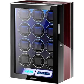 Watch Winder for 12 Winding Spaces Automatic Watches, Ultra-Quiet Japanese Motors, Built-in LED Illumination and LCD Touchscreen Control in Saudi Arabia