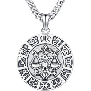 Zodiac Necklace for Men, 12 Constellation Jewelry Gifts with 22"+2" Cuban Chain in Saudi Arabia