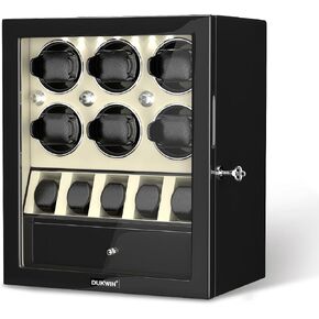 DUKWIN Watch Winder for Automatic Watches, White Lockable Watch Winders with Extra Watch Storage, Jewelry Storage, 4 Rotation Modes, LED Light, Super Quiet Mabuchi Motor and Spring Watch Pillows in Saudi Arabia