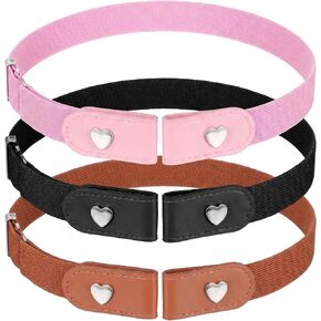 3Pcs No Buckle Stretch Belts for Boy Girl Comfortable Elastic Belts Adjustable Buckle Free Elastic Kids Belt for Casual Pants Jeans in Kuwait