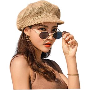 Summer Newsboy Cap Women, Straw Cap Women Summer Newsboy Straw Knitted Beach Sun Hat with Adjustable Rope for Sun Hat, Hats Khaki in Saudi Arabia