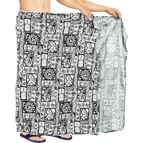 HAPPY BAY Men's Beach Holidays Cover Up Summer Long Sarong Wrap Beachwear Vacation Cover-Up Lava Lava for Men One Size Black in Saudi Arabia