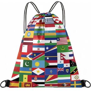 World Cup Drawstring Bag 2026 Soccer Merchandise,International Flags Football Decorations Accessories Great Gifts for Fans,Multicultural Travel Gym String Bag for World Cup Events,Sports&Daily Use in Kuwait