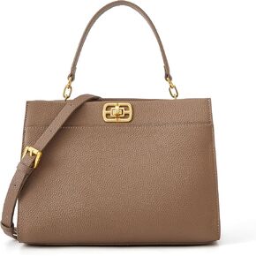 ELLE Women's Structured Full Grain Leather Top Handle Bag with Detachable Strap in Saudi Arabia