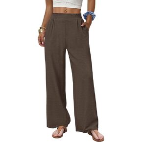 Sampeel Fitted Wide Leg Pants Women 2026 Lightweight Palazzo High Waisted Trousers with Pockets Summer Beach Vacation Outfits in Kuwait