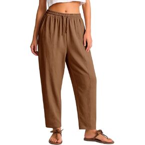 Women's Casual Cropped Pants Loose Casual Palazzo Trousers Drawstring Wide Leg Lounge Pants with Pockets in Saudi Arabia