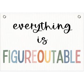 Everything is Figureoutable Inspirational Wall Decor Canvas Banner, Positive Affirmations Motivational Wall Hanging Banner Flag for Kids Room Bedroom Classroom Office Decor, 20x30 Inch in Kuwait